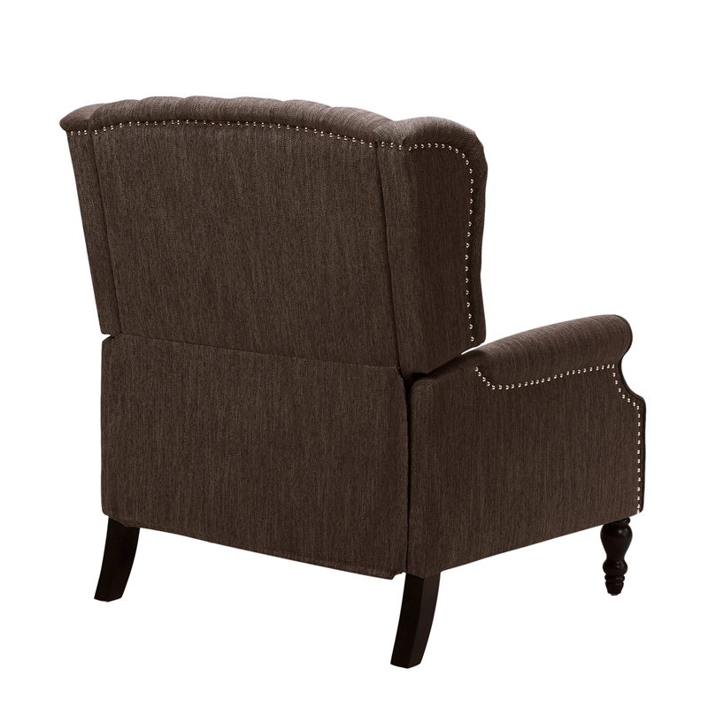 Jade Oversize Wide Chair Manual Recliner- Wingback- Brown Tufted