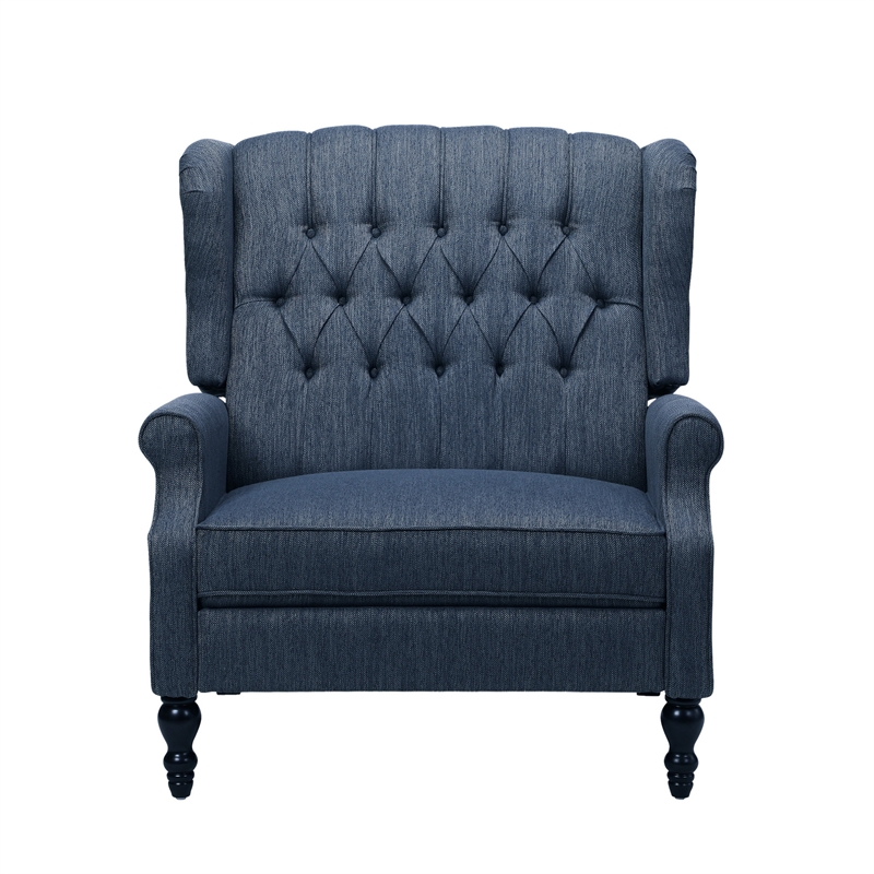 Jade Oversize Wide Chair Manual Recliner- Navy Blue Button Tufted