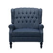 Jade Oversize Wide Chair Manual Recliner- Navy Blue Button Tufted