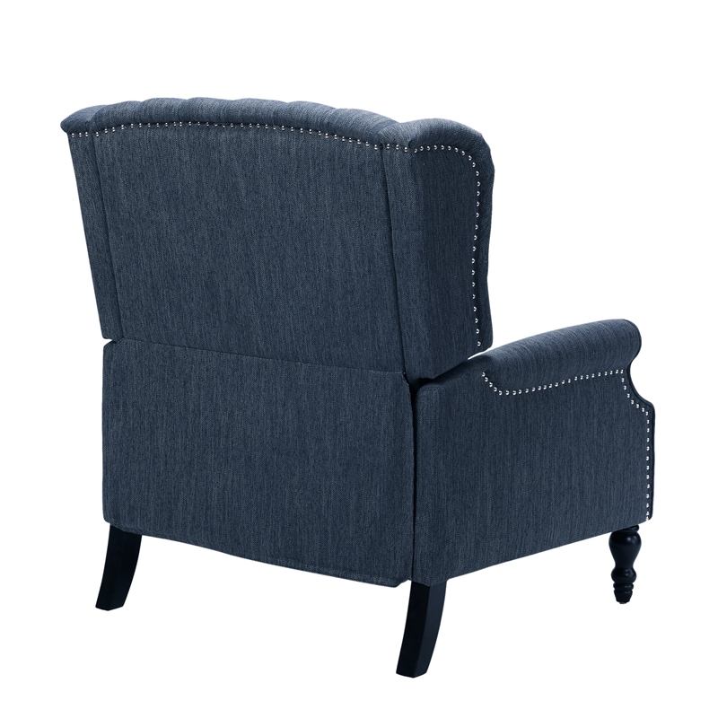 Jade Oversize Wide Chair Manual Recliner- Navy Blue Button Tufted
