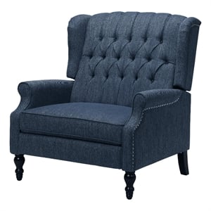 Jade Oversize Wide Chair Manual Recliner- Navy Blue Button Tufted