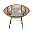 Outdoor Accent Chair Set of 2- Beige- Basket Brown Faux Rattan- Black