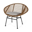 Outdoor Accent Chair Set of 2- Beige- Basket Brown Faux Rattan- Black