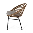 Outdoor Accent Chair Set of 2- Beige- Basket Brown Faux Rattan- Black