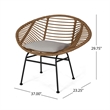 Outdoor Accent Chair Set of 2- Beige- Basket Brown Faux Rattan- Black