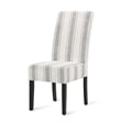 Dinner Chair Set of 2- Retro Style Armless Design- White Gray Stripes