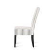 Dinner Chair Set of 2- Retro Style Armless Design- White Gray Stripes