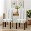 Dinner Chair Set of 2- Retro Style Armless Design- White Gray Stripes