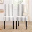 Dinner Chair Set of 2- Retro Style Armless Design- White Gray Stripes