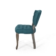 Dining Chair Set of 2- Button Tufted Teal Fabric Design- Rubberwood