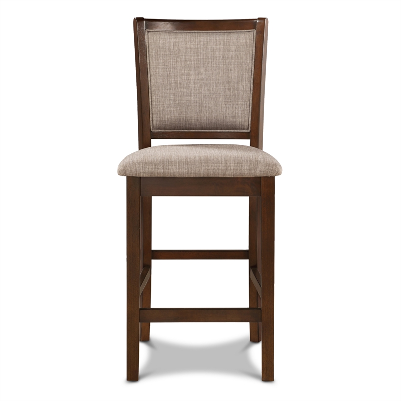 Han Counter Chair Set of 2- Light Brown- Cherry Brown Solid Wood