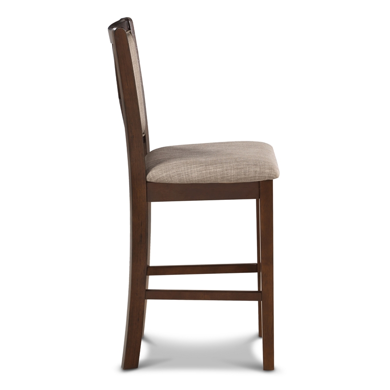 Han Counter Chair Set of 2- Light Brown- Cherry Brown Solid Wood