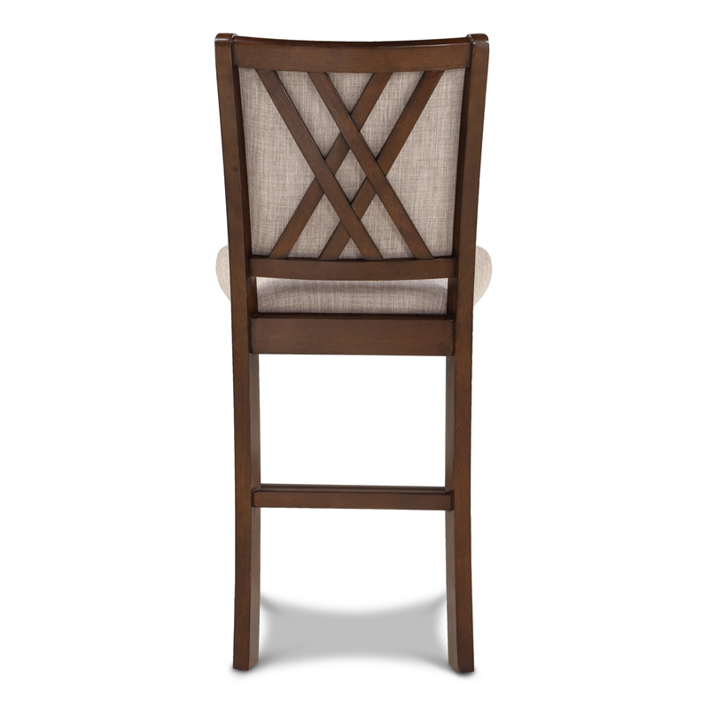Han Counter Chair Set of 2- Light Brown- Cherry Brown Solid Wood