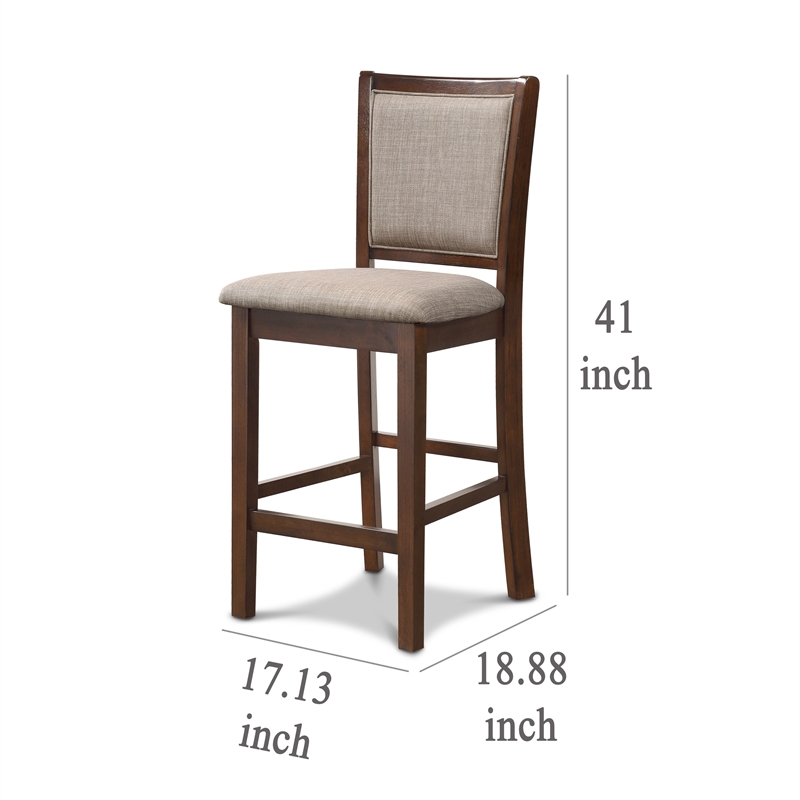 Han Counter Chair Set of 2- Light Brown- Cherry Brown Solid Wood