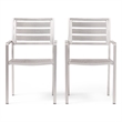Niko Outdoor Dining Chair Set of 2- Open Slat Design- Metal- Silver Finish