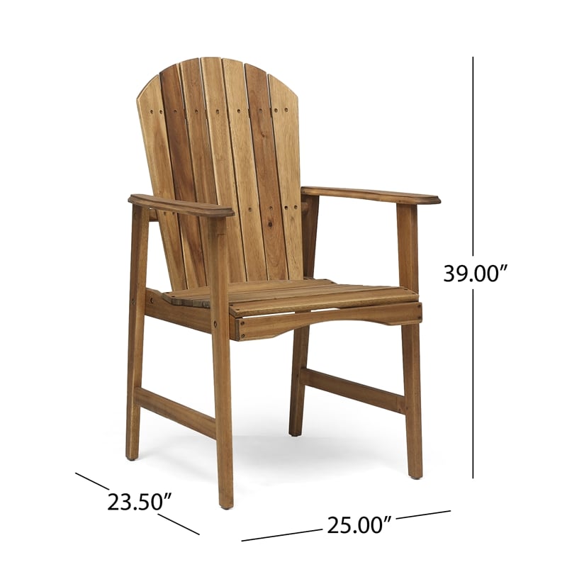 Pima Outdoor Dining Chair Set of 2- H Frame- Adirondack Brown Acacia Wood