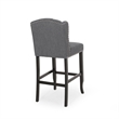 Seliva Barstool Chair Set of 2- Charcoal Gray- Tufted Back- Black Wood