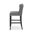 Seliva Barstool Chair Set of 2- Charcoal Gray- Tufted Back- Black Wood