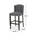 Seliva Barstool Chair Set of 2- Charcoal Gray- Tufted Back- Black Wood
