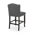 Seliva Counter Stool Chair Set of 2- Charcoal Gray- Tufted Back- Brown Wood