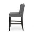 Seliva Counter Stool Chair Set of 2- Charcoal Gray- Tufted Back- Brown Wood