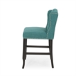 Seliva Counter Stool Chair Set of 2- Teal- Tufted Wingback- Brown Wood