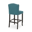 Seliva Barstool Chair Set of 2- Teal Fabric- Tufted Back- Brown Rubberwood