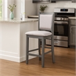 Han Counter Chair Set of 2- Light Gray Fabric- Dark Gray Solid Wood