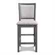 Han Counter Chair Set of 2- Light Gray Fabric- Dark Gray Solid Wood