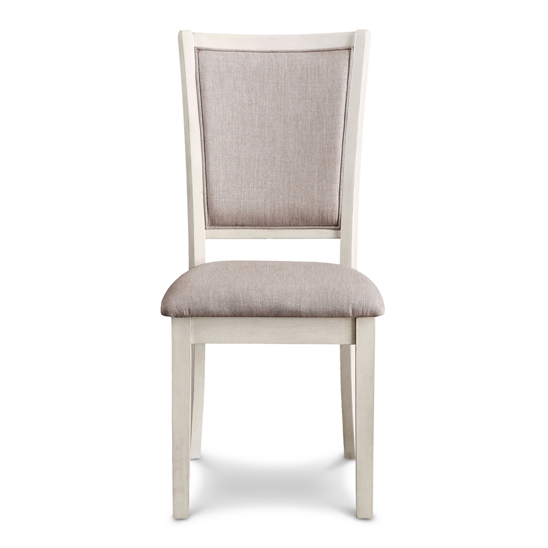 Han Dining Chair Set of 2- Light Brown Fabric- Beige Solid Rubberwood