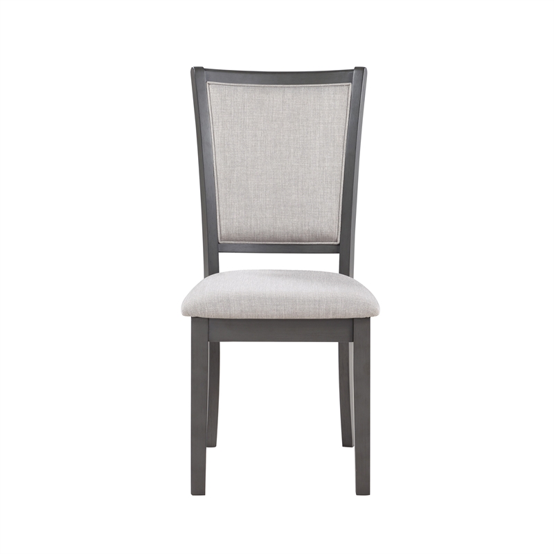 Han Dining Chair Set of 2- Light Gray Fabric- Dark Gray Solid Wood