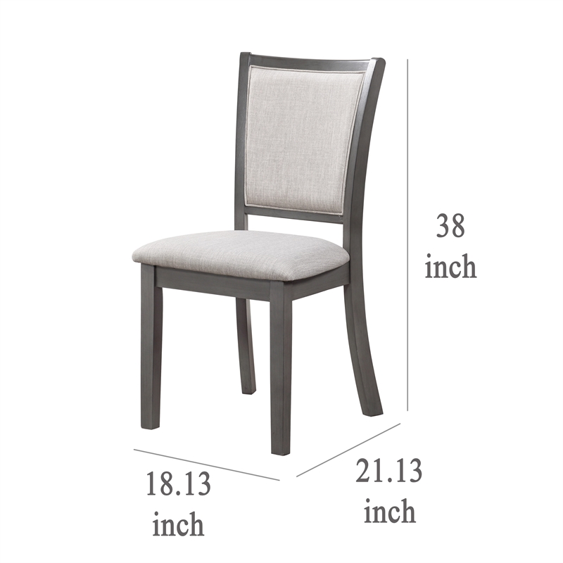 Han Dining Chair Set of 2- Light Gray Fabric- Dark Gray Solid Wood