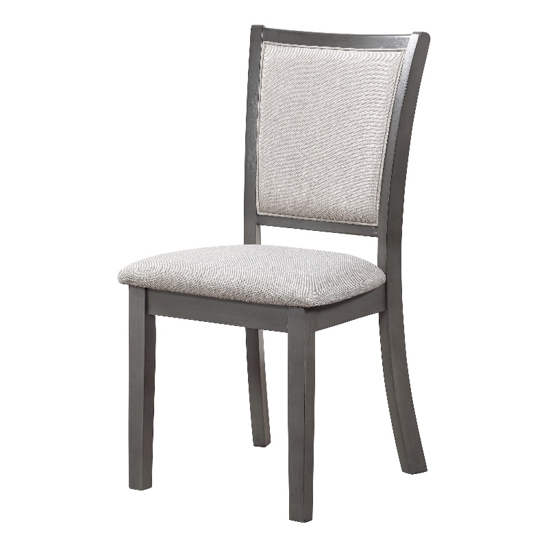 Han Dining Chair Set of 2- Light Gray Fabric- Dark Gray Solid Wood
