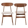 Rocco Dining Chair Set of 2- Curved Oval Backrest- Brown Rubberwood