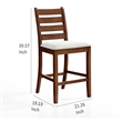 Accai Counter Height Chair Set of 2- Beige Polyester- Brown Rubberwood
