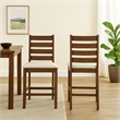 Accai Counter Height Chair Set of 2- Beige Polyester- Brown Rubberwood