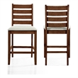 Accai Counter Height Chair Set of 2- Beige Polyester- Brown Rubberwood