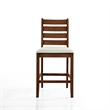 Accai Counter Height Chair Set of 2- Beige Polyester- Brown Rubberwood
