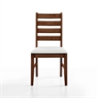 Accai Dining Chair Set of 2- Beige Polyester- Walnut Brown Rubberwood