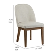 Enix Dining Chair Set of 2- Curved Back- Brown Wood- Gray Polyester