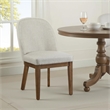 Enix Dining Chair Set of 2- Curved Back- Brown Wood- Gray Polyester