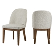 Enix Dining Chair Set of 2- Curved Back- Brown Wood- Gray Polyester