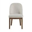 Enix Dining Chair Set of 2- Curved Back- Brown Wood- Gray Polyester