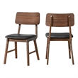 Thoi Dining Chair Set of 2- Curved Open Backrest- Brown Solid Wood