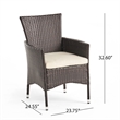 Clem Dining Chair Set of 2- Beige- Outdoor Dark Brown Wicker- Iron Frame