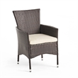 Clem Dining Chair Set of 2- Beige- Outdoor Dark Brown Wicker- Iron Frame