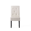 Alina Dining Chair Set of 2- Tufted Ivory Bonded Leather- Black Wood