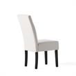 Alina Dining Chair Set of 2- Tufted Ivory Bonded Leather- Black Wood