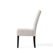Alina Dining Chair Set of 2- Tufted Ivory Bonded Leather- Black Wood