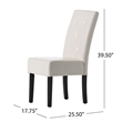 Alina Dining Chair Set of 2- Tufted Ivory Bonded Leather- Black Wood